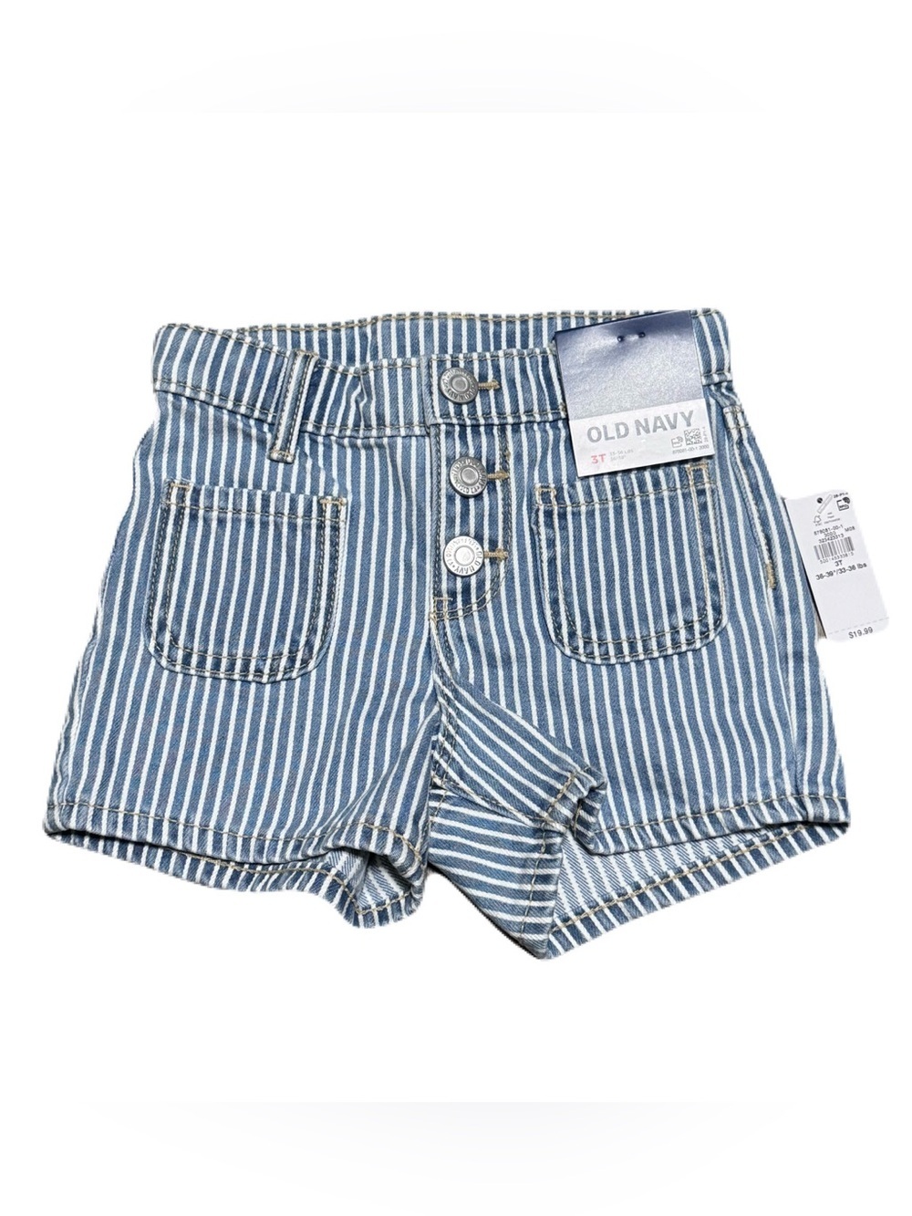 Old Navy Blue & White Striped Cotton Shorts Toddler Girl Size 3T